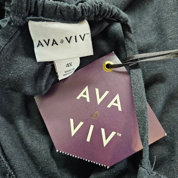 Ava and Viv Dress Womens Size 4X Black Linen Maxi Sleeveless Halter Boho Casual - Picture 10 of 11